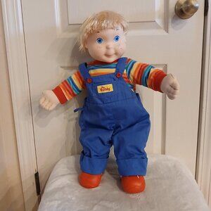 VTG 1985 Playskool MY BUDDY DOLL Original Clothes Shoes Blonde Hair Blue Eyes
